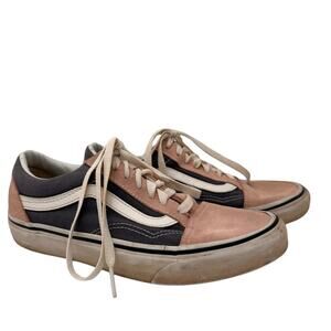 Vans Off the Wall Olk Skool Pink & Grey Suede Skateboard Shoes Size 7